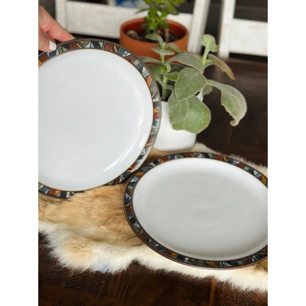 Two Denby Langley‎ Marrakesh dinner plate Stoneware multicolor dinnerware